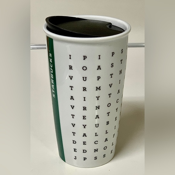 2016 Limited Edition 12 oz STARBUCKS COFFEE Word Search Eye Chart Travel Mug - Picture 11 of 16